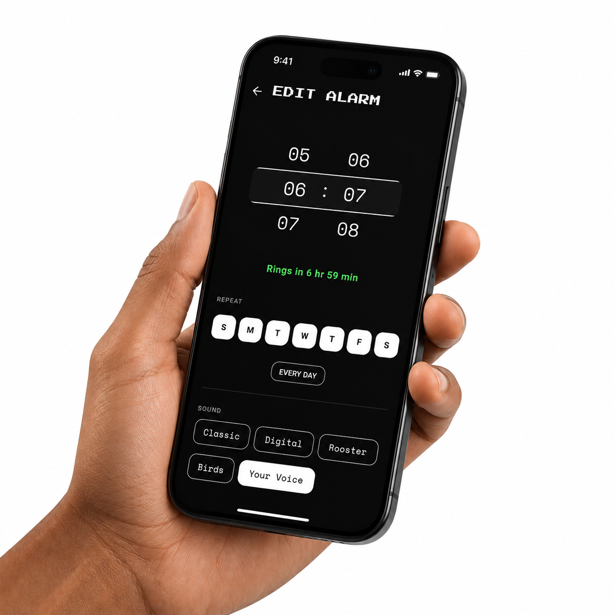 Step 01: Set the alarm
